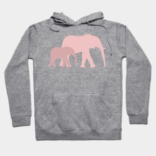 Pink Elephant Family - Mama Elephant & Baby Elephant Hoodie